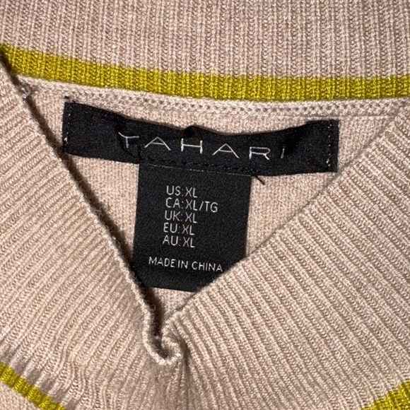 Tahari Brown and White Striped Women's Sweater - Picture 2 of 7